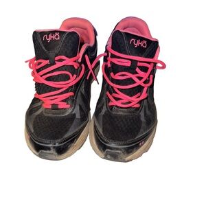 Ryka Black Sneakers with Pink Highlights